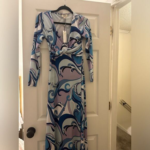 L'AGENCE Nolita Twist Front Maxi Dress Medium Provence Blue NWT XS - Picture 4 of 7